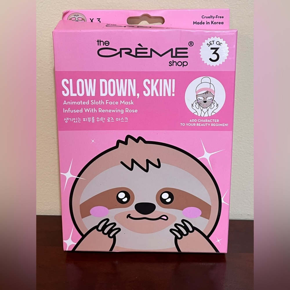 The Crème Shop Pink Sloth Face Mask Trio
